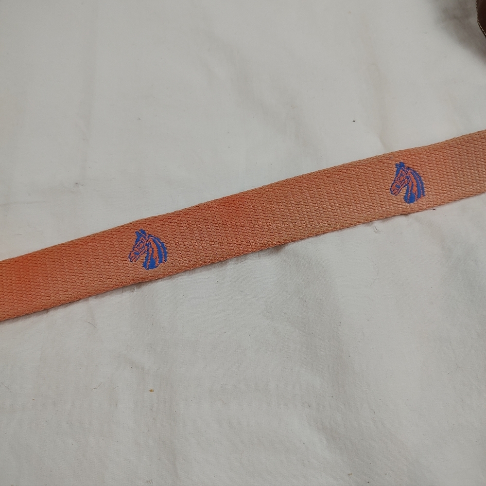 Peter Millar Horse Embroidered Gold Belt 40 Leather Ends - Picture 3 of 12